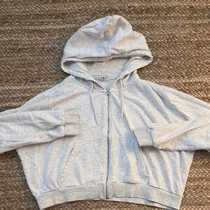 Heather Grey Cropped Fleece Hoddie